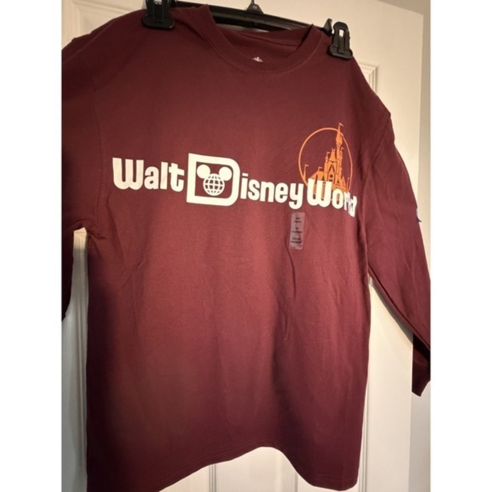 Walt Disney World Parks Castle Vintage Maroon Long Sleeve Retro Shirt Size XS - Picture 2 of 7